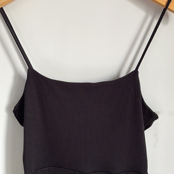 Wilfred Free Ribbed Spaghetti Straps Black Mini Dress L - Picture 3 of 11